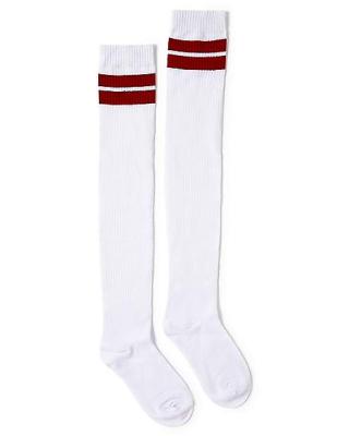White Maroon Stripes Socks Long X-Large (Alpi)